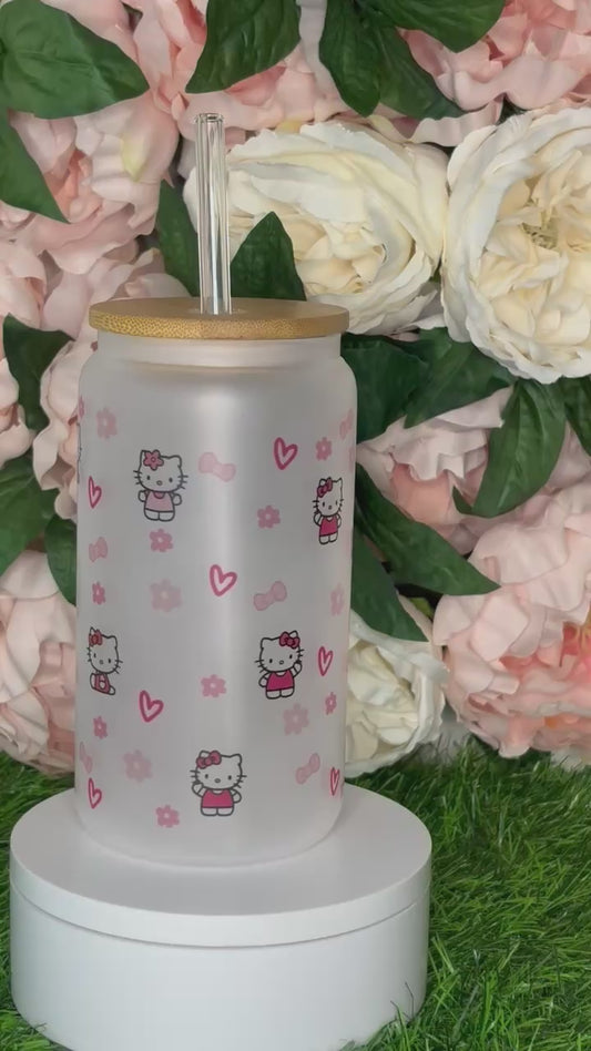 Hello Kitty Frosted Glass Cup