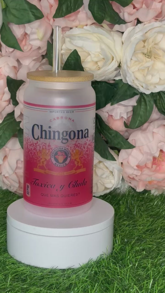 Chingona Frosted Glass Cup