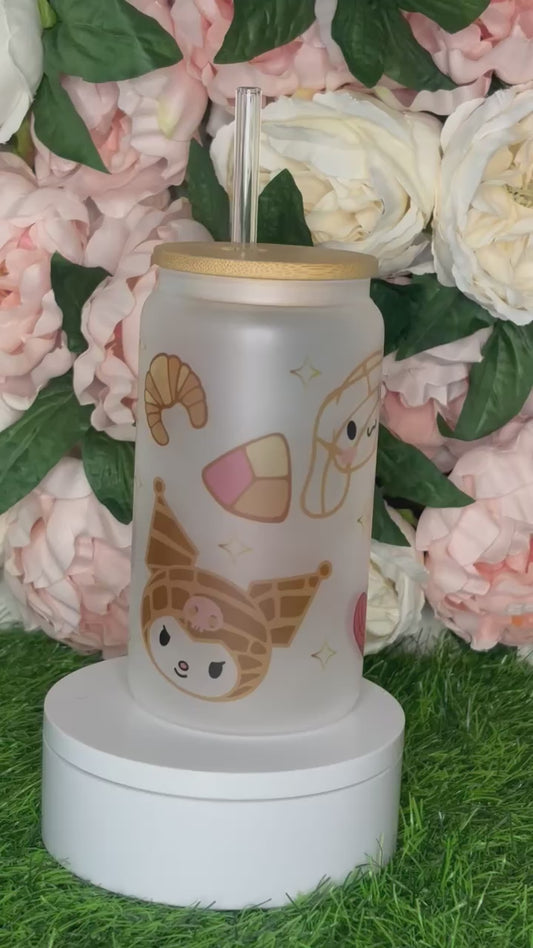 Hello Kitty Concha Frosted Glass Cup