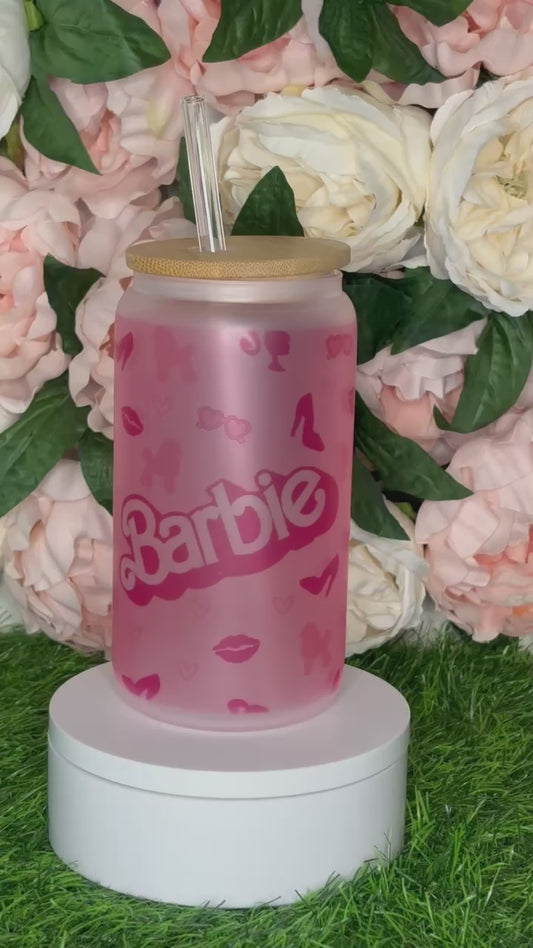 Barbie Frosted Glass Cup